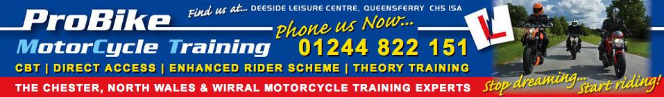 We offer Motorcycle Training in Chester, North Wales & Wirral including CBT, DAS and Advanced Rider Training.