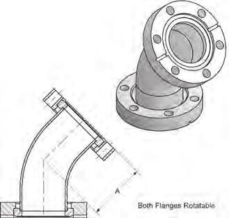 Ordering Information CF Elbow 45 Smooth Radius Flange Size For Tubing OD A Part Number 1.00 ().81 (21) 1.35 (34) 1.