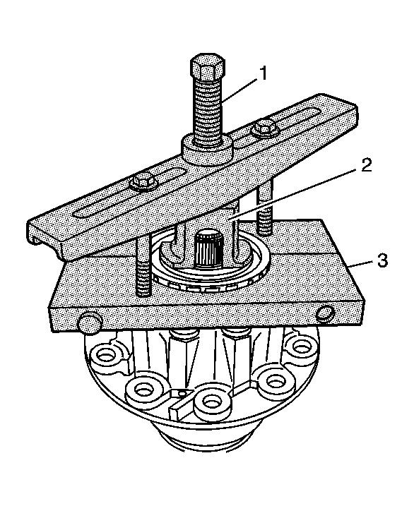 Fig. 174: Install J 42159 Onto Right Side Bearing 4. Install the J 42159 onto the right differential side bearing.