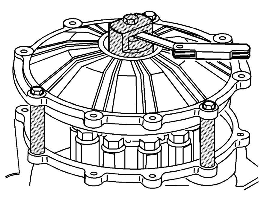 IMPORTANT: In order to perform the shim selection procedure: The oil seal must be removed from the cover - right. The pinion housing/cage must NOT be installed to the differential case. 24.