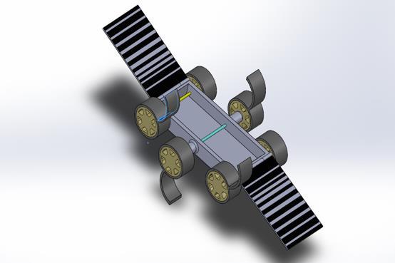 7.2 Rover Design Option 1: Wheg Wheel Rover The first design uses a more conventional chassis system, housing the rover servos, electronics and the motors within the frame.
