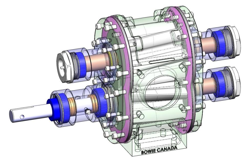 The following illustration shows the location of the key components of the Dura-Seal pumps: High Performance Elastomeric Double Lip Seals (5) Rapid-Access Bolt-On End Caps (4) Viton Lip Seals (5)