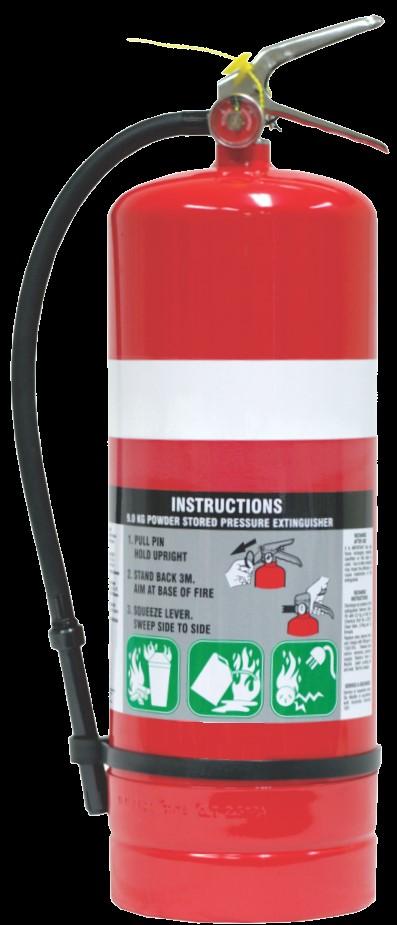 Dry Chemical Extinguishers Drawn Cylinder Reduced Neck Problems Rugged Construction Powder Coat Finish UV Rated Paint Pull Ring Retainer fitted on all units Hose Retainer fitted on all units 85% MAP