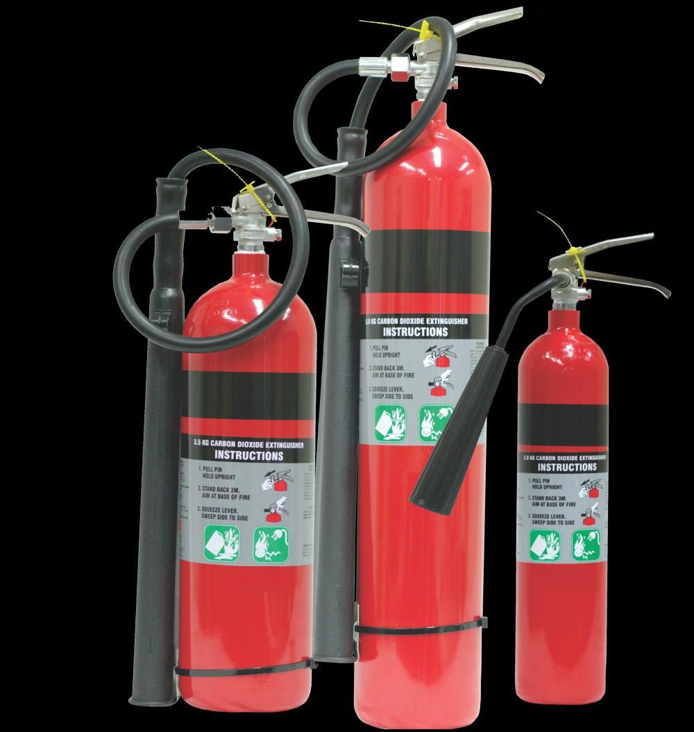 CO2 Extinguishers Lightweight Alloy Steel Cylinders Chrome Plated