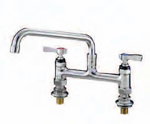 FURNISHED WITH 1/2" NPS MOUNTING HARDWARE SPOUT LENGTH KN67 SERIES DECK MOUNT FAUCETS 6" (150mm) ADJUSTABLE CENTRES with SWING SPOUTS SPOUT LENGTH KN67-6006