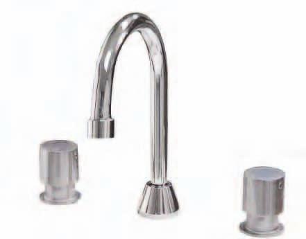 Institutional Faucet Line featuring KN84 SERIES CONCEALED DECK MOUNT WIDESPREAD FAUCET WITH GOOSENECK SPOUT KN84-8102-RS4 6" Rigid gooseneck spout Rose Spray aerator (KN50-X120-S) 4" SANIGUARD