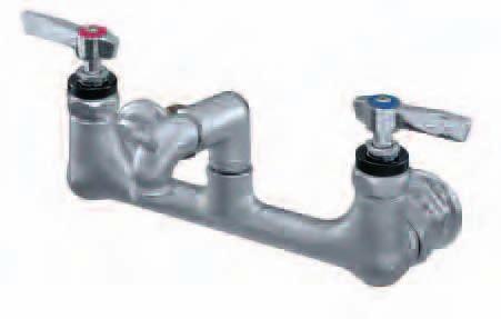 AGAINST BACKFLOW (K77-8106-BR ONLY) FURNISHED WITH STANDARD 3/4" GARDEN HOSE THREAD 2-5/8" (66mm) SPOUT LENGTH K77 SERIES SERVICE SINK FAUCETS with SUPPORT BRACKET K77-8006-BR SPOUT LENGTH 6-1/2"