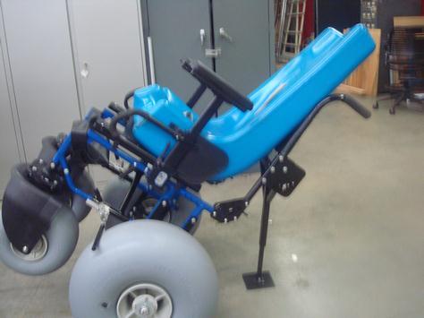 Figure 20b shows a picture of the completed beach wheelchair (minus the armrests and leg rests which are completed but not