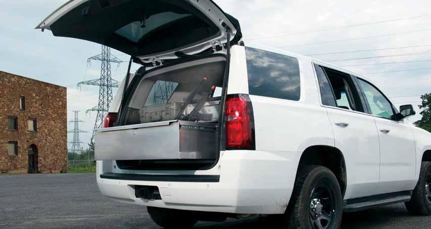 ORGANIZER DRAWER SERIES CHEVY TAHOE POLICE PURSUIT VEHICLE STANDARDS: Anti-skid top surface with cargo rail Fabricated from 0.