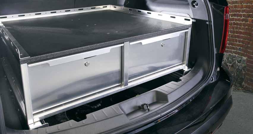 DUAL DRAWER SERIES FORD EXPLORER FORD INTERCEPTOR UTILITY STANDARDS: Anti-skid top surface with cargo rail Fabricated from 0.