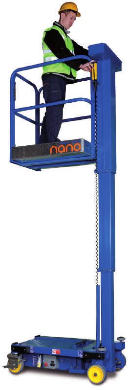 200 KG Nano The Power Tower Nano is the cost effective, safe alternative to scaffold towers. Simply push into position, step into the platform, press a button.
