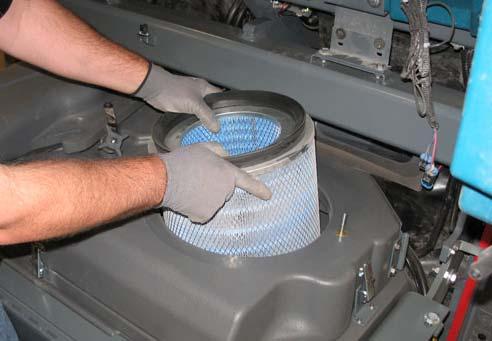 Inspect and clean the filter after every 100 hours of operation. Replace damaged dust filters.