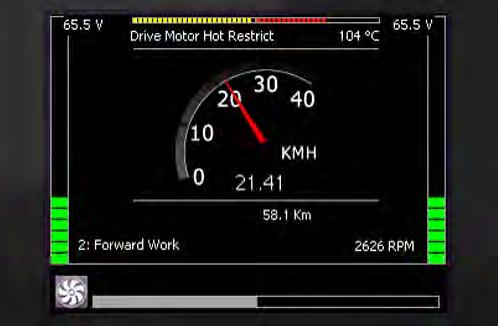 Observe the MD3 machine management system display for the vacuum fan speed.