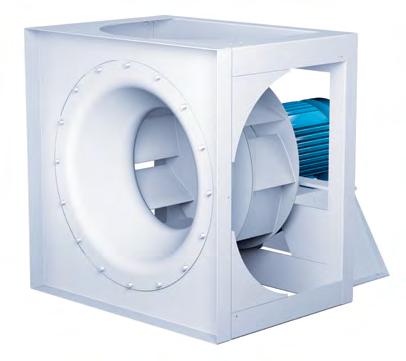 This arrangement provides a compact fan/motor unit which eliminates belt residue and requires less maintenance than other arrangements.