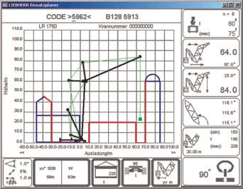 The LICCON work planner consists of a software program for planning, simulation and documentation of crane applications on the monitor The 2-D planner allows to draw buildings,