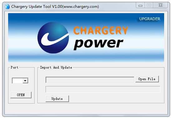 5. Weight:100g Firmware Upgrades via USB Port 1. Go to http://www.chargery.com/uploadfiles/chargeryupdatetool.zip to download the ChargeryupdateTool.