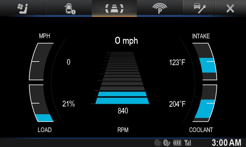 The options described here may not be available in your vehicle. GAUGES Press on Gauges to view the gauges that are selected. Press on the Settings button to select and configure gauges.