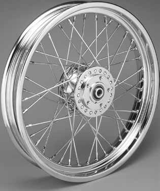 APPAREL NEW STOCK STYLE LACED WHEELS 40 Spoke Laced Wheel Assemblies These 40 spoke front and rear wheel assemblies comes with chrome plated steel rims and hubs with stainless steel spoke for easier