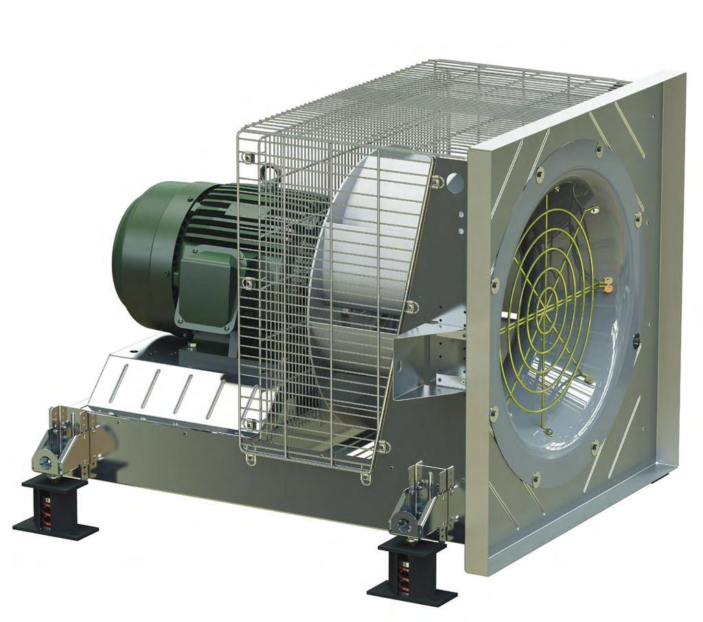 OPTIONS/ACCESSORIES 1 5 3 2 4 1 Protective Enclosure Grill style protective enclosure completely encloses all sides and the back of the fan wheel to protect personnel from moving fan parts.