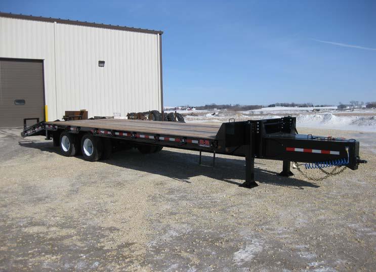 Super Duty Flatbed Trailer Selling Points 1. All rubber mounted LED lights, DOT legal. 2. Step on front with handle. 3. Heavy duty frame. 4. Coupler, tires and axle rated at the capacity of trailer.