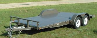 . Car Hauler Trailer EZ-Lube axle. Heat shrink wire connections. All rubber mounted LED lights, DOT legal. Slide-in ramps with storage. Steel diamond plate floor. Removable fenders, both sides.