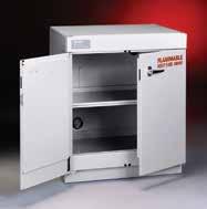 Attractive glacier white exterior complements laboratory casework and Labconco fume hoods. Include key lock. Doors are manual-closing or self-closing/self-latching with sequencing mechanism.