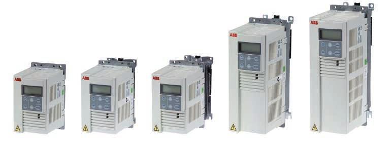 ABB general machinery drive Subhead Mounting options In addition to the conventional wall mounting and time-saving DIN rail mounting, the general machinery drive also offers flange-mounting.