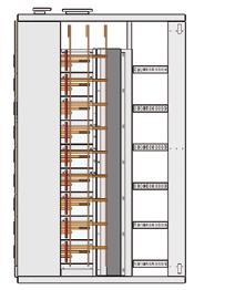 Switchboard structure Each unit, designed G in both sides, consists of: A Circuit breaker compartment F B Instrument compartment C Busbar