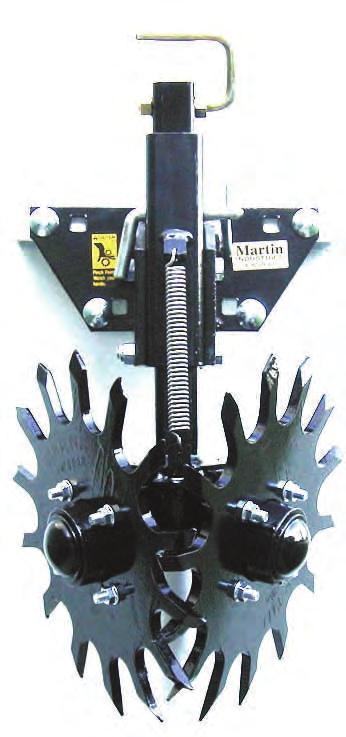 WA 1332 Martin WA1332 and WA1334 Row Cleaners Rigidly mounted directly to planter unit face plate Easily adjustable in 1/4" increments with lift assist handle and spring Movable axles with the Martin