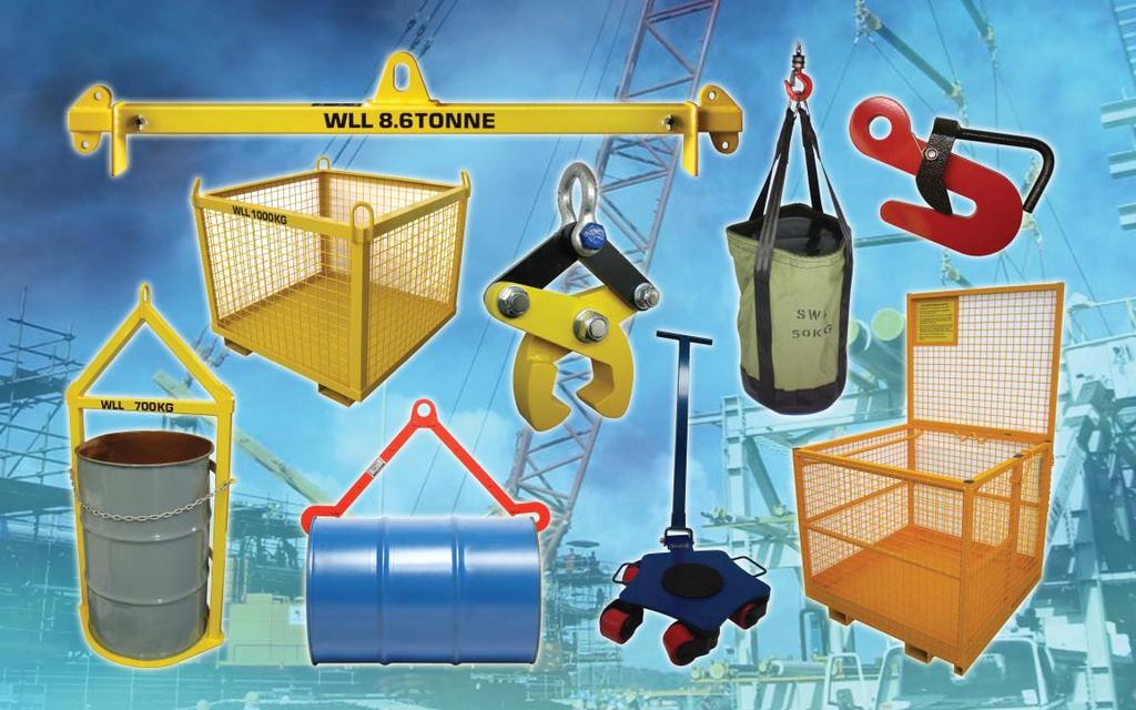 7 MATERIALS HANDLING SPREADER BAR END CAPS & EQUALISERS...142 SPREADER BARS...143 CONTAINER LIFTERS 20 & 40FT...144 PERSONNEL WORK CAGES.
