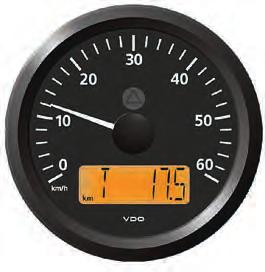 ViewLine 85 mm Speedometer ViewLine 85 mm Gauges The VDO ViewLine 85 mm Gauges are available in black or white dial versions, which are always completed with round bezel in identical color.