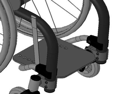 c) Slide housing to desire height and replace bolt and secure wing nut. If the caster touches the ground it is possible that the large rear wheels might not touch the ground.