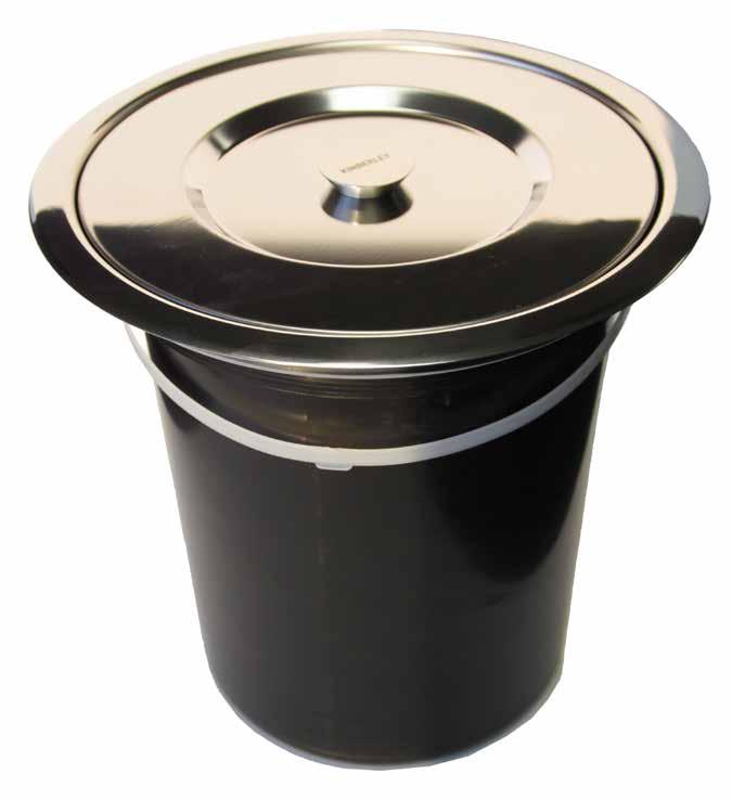 Stainless steel Easily fitted into new or existing tops Snug fitting lid with seal Accommodates standard bin liners (no bin supplied) Hole cutout
