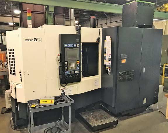 to 15,000 RPM, 39.37 x 39.37 T-Slotted Pallet Size, 6,600 Lb. Table Capacity, 49 X-Axis, 41.3 Y-Axis, 31.8 Z-Axis, Full 4th- Axis on Pallet, 50 Taper Spindle, 120 Pos.