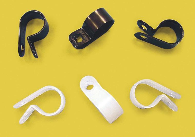 Loom & Tubing Accessories (Clamps, Clips) Available in Black and Natural Nylon Cable Clamps Techspan s 6/6 Nylon Cable Clamps are non conductive and resist corrosion, salt,