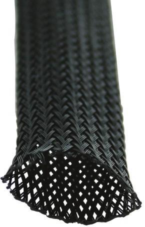 The open weave construction allows an easy installation on a bundle of hoses and cables, even if some with bulky or large connectors. Totally expanded the sleeving can reach at least 1.