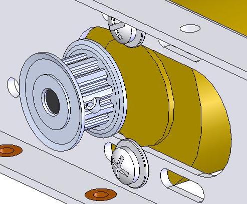 Identify the flat on the motor shaft and position the set screws directly over the flat on the shaft.