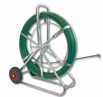 Cable pulling device, accessories Cable pulling device POWER Cable pulling device POWER with glass fibre rod Ø 11 mm and green PP coating RAL 6018, with zinced steel winder Ø 1000 mm, width 150 mm,