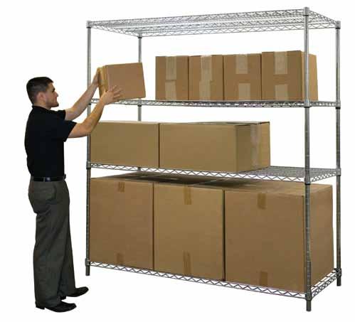 Wire Shelving - Chrome Boltless Stationary Shelving Chrome Wire Shelving Units Unlike other wire shelving on the market, our wire shelving is certified by the National Sanitation Foundation
