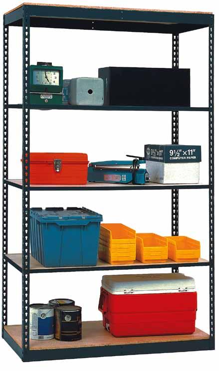 Boltless Shelving - Series 300A Extra Heavy Duty Boltless Shelving Series 300A Features 3/4 Particle Board Decking Industrial grade shelving No nuts, bolts or shelf clips Accessible from all four