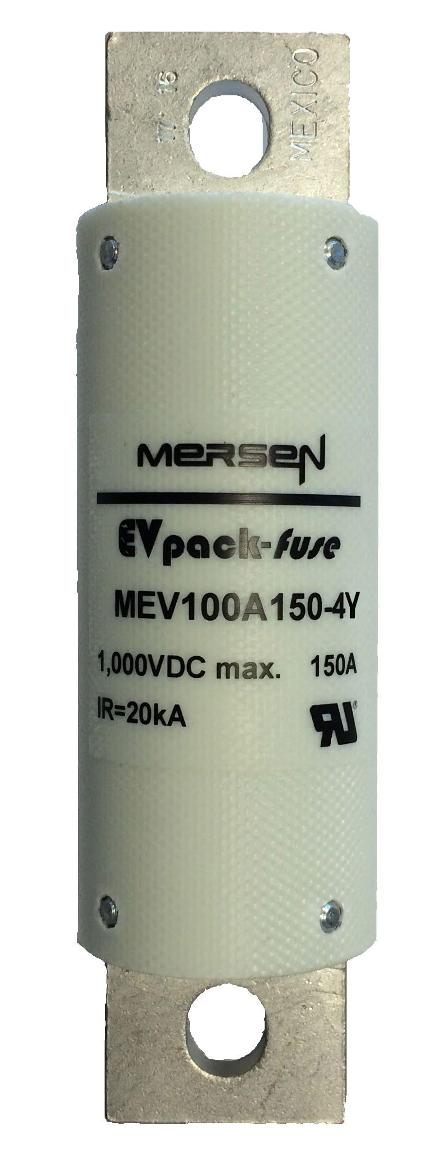 EVpack-fuse MEV00 PRODUCT RANGE MEV00A Round Body Fuse for Metric Screws Rated current In Power dissipation at 0. In Min. breaking capacity (MBC) Max. time to clear MBC MEV00A0-4Y 000 V 0 A.