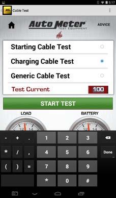 VOLTAGE DROP TEST (Charging Cable Test) Select the V DROP Test from the main menu.