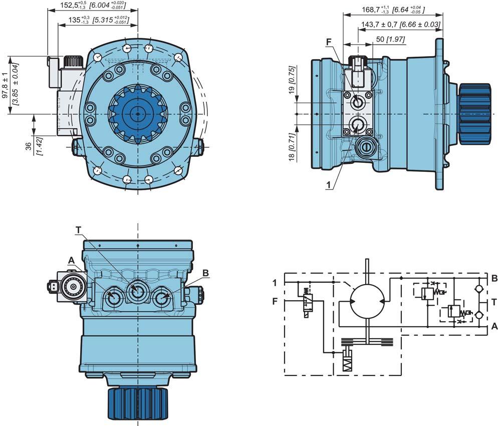 Hydraulic motors Z02 - ZE02 OCLAIN HYRAULICS Automatic electrical de-braking valve C S 0 2 Z 1 Z E 0 2 1 2 3 1 2 3 1 2 3 4 1 2 3 0 A 3 3 4 5 6 Electrical de-braking valve controls braking / brake