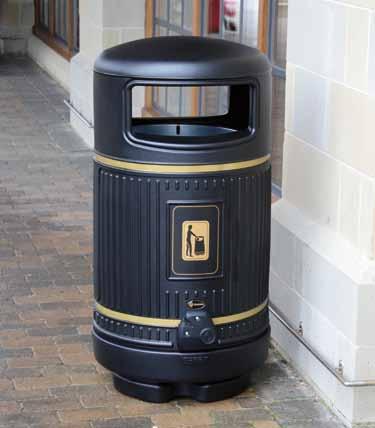 Streamline Jubilee Litter Bin The Streamline Jubilee litter bin is ideal for areas such as bus stops and narrow streets where larger bins become an obstruction.