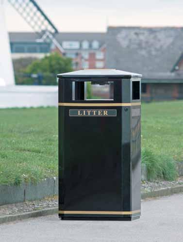Invicta Litter Bin The Invicta litter bin is manufactured from 2mm thick mild steel with an Armortec coating which offers a very strong and robust construction and outstanding durability and weather
