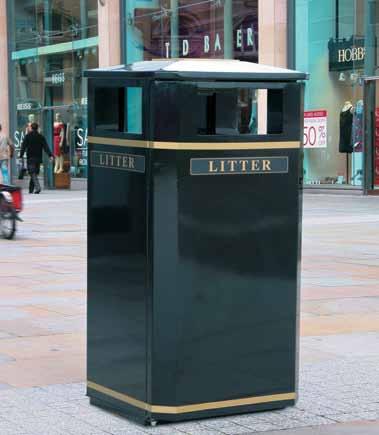This minimises the requirements for expensive refurbishment that is often associated with metal litter bins. Invicta has a large front opening hinged door.
