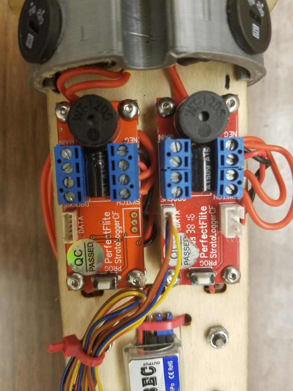 Altimeters Two altimeters will be used for redundancy The four pyro outputs will be wired to two electric matches Max Altitude: