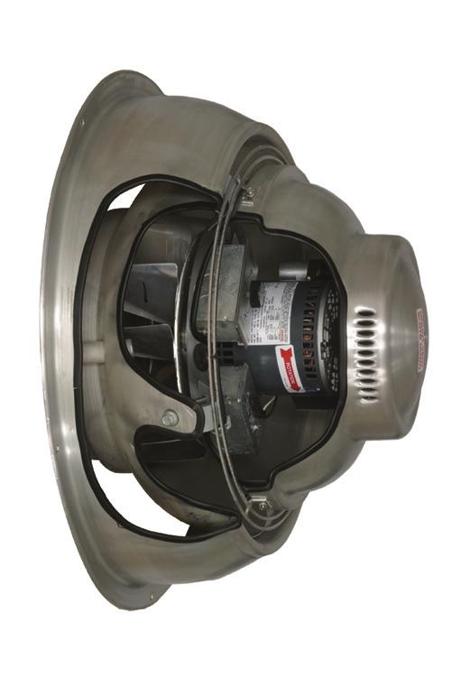 Attractive spun aluminum exterior Direct drive units have low sound levels and quiet operation Non-overloading backward inclined wheel for efficiency at higher static pressures AMCA Air and Sound