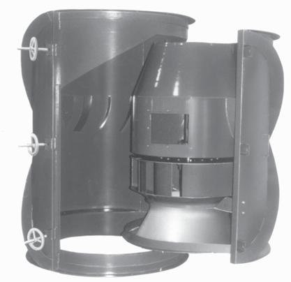 OPTIONAL DESIGNS Clamshell Design Two clamshell style doors swing open to provide complete access to the interior of the fan for maintenance or cleaning without removal of ductwork.