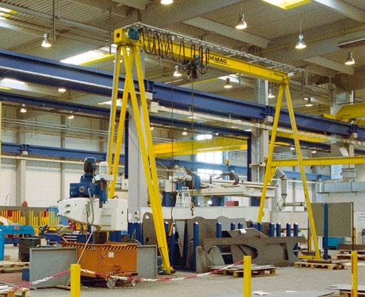 The load-bearing crane girder is part of the frame construction which, in turn, is fitted with supports at both ends to make it into a self-travelling gantry.